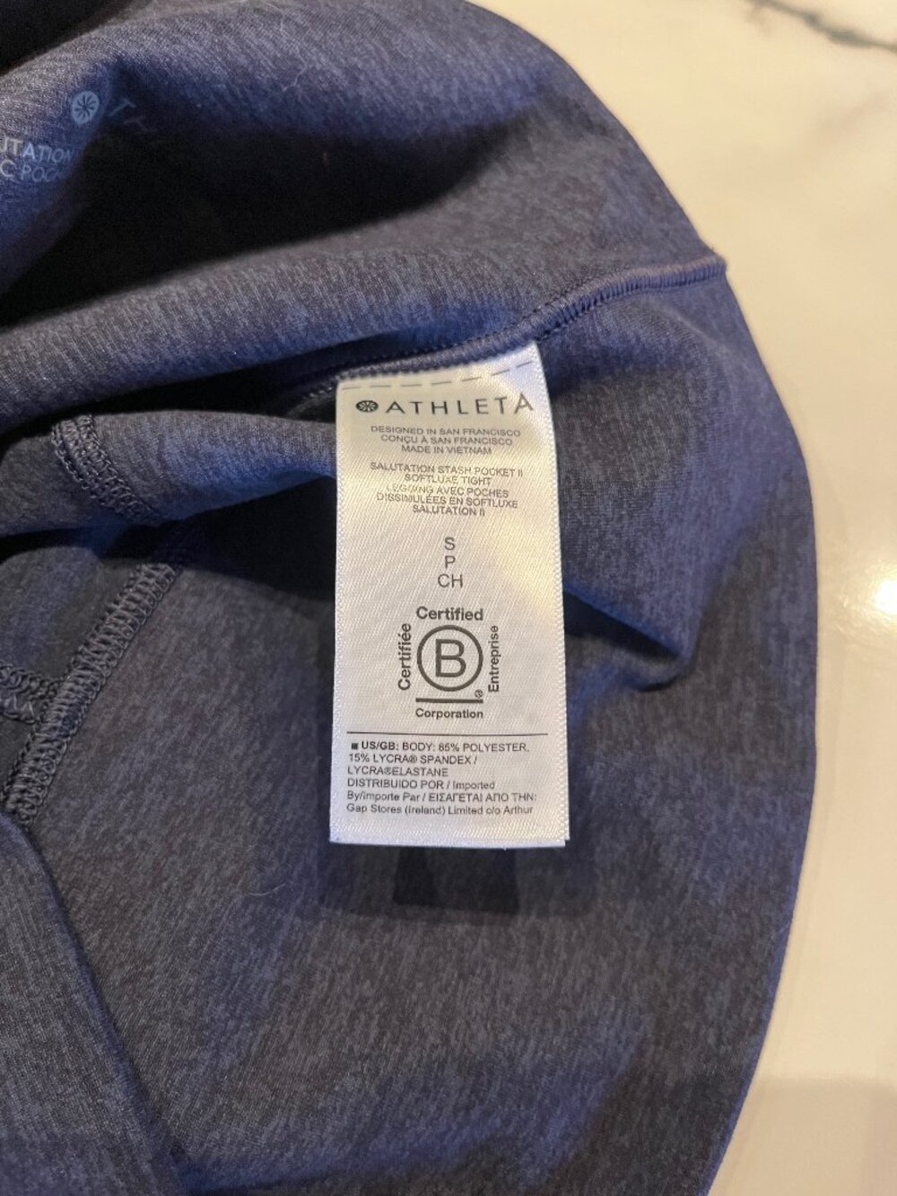 Athleta Salutation Stash Pocket II Softluxe Tights - Heather Navy Small - Picture 3 of 13